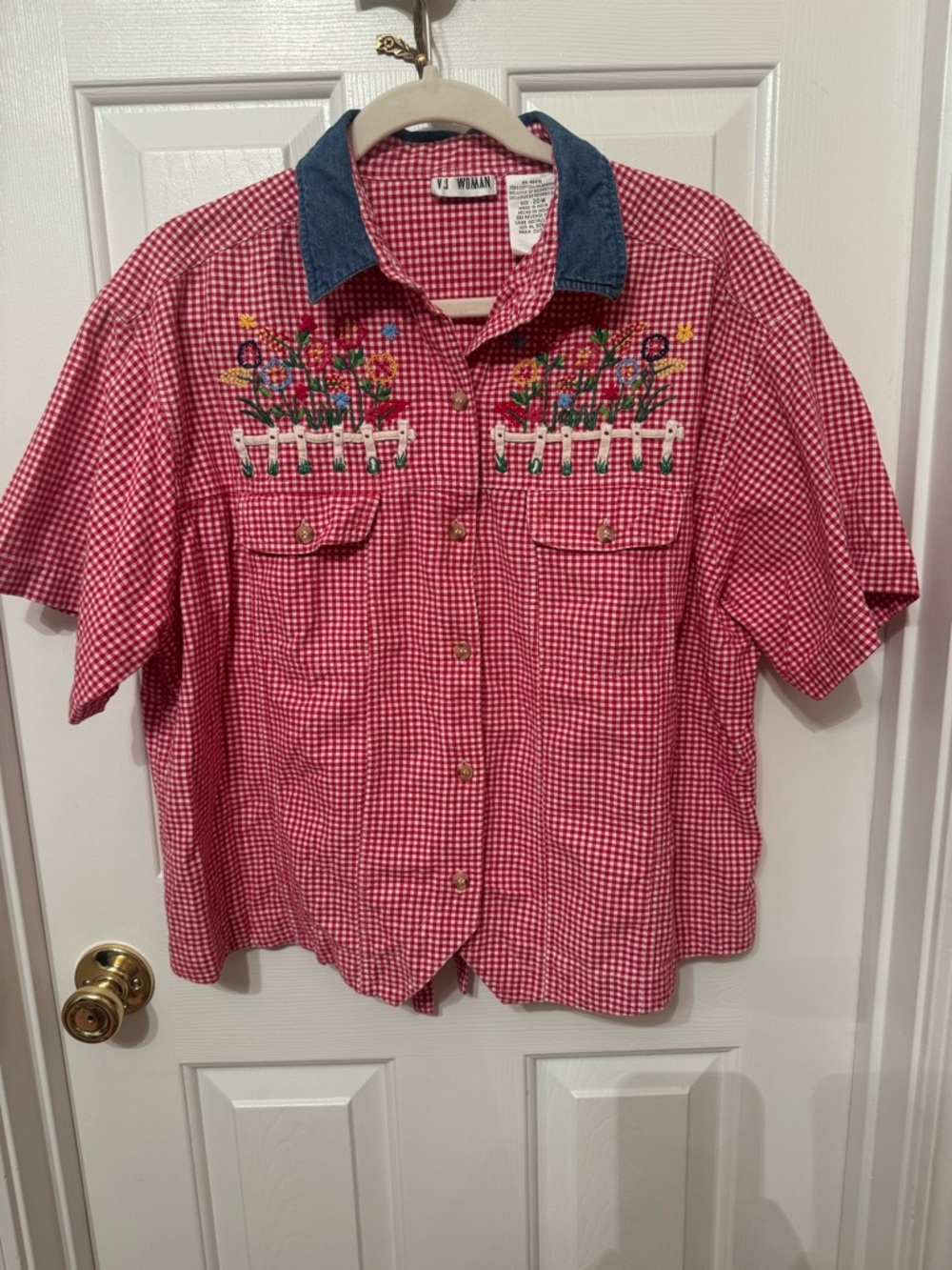 VJ Woman brand red and white gingham button-down shirt | Size 20W